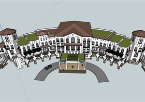 详细的欧式酒店经典的建筑SU(草图大师)模型
