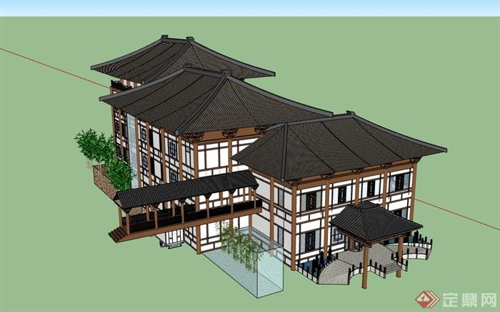古典中式风格酒店经典的建筑su模型