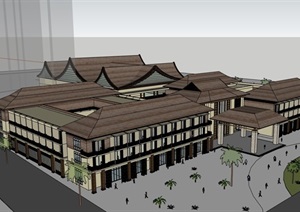 独特完整的酒店完整建筑SU(草图大师)模型