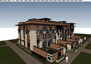 现代精致的完整住宅完整别墅SU(草图大师)模型