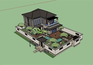 新古典风格别墅建筑楼SU(草图大师)模型