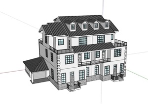 欧式风格独特别墅建筑楼SU(草图大师)模型