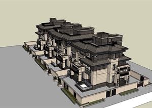 欧式独特别墅多层建筑楼SU(草图大师)模型