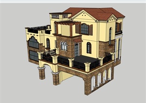 欧式经典的别墅素材设计SU(草图大师)模型
