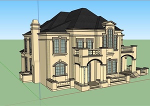 两层独栋别墅素材设计SU(草图大师)模型