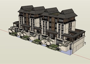 某独特的别墅素材设计SU(草图大师)模型