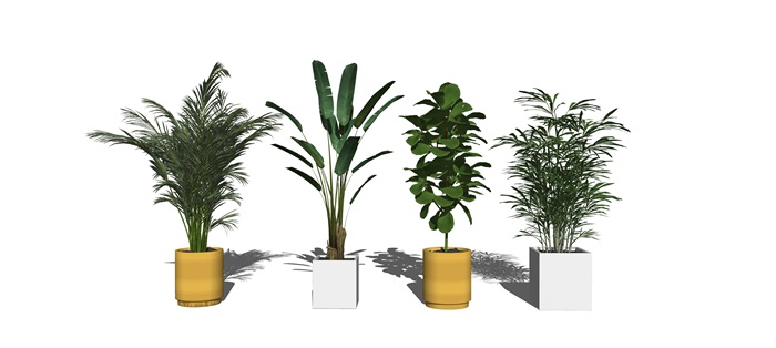 现代盆栽植物组合SU模型(5)