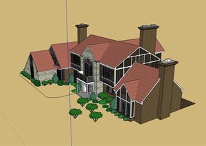 私人详细的别墅建筑SU(草图大师)模型