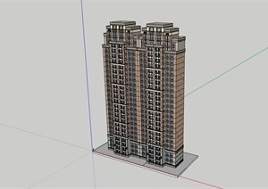 高层小区住宅完整建筑楼设计SU(草图大师)模型