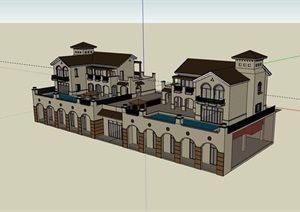 独特完整的住宅完整别墅SU(草图大师)模型