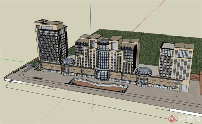 详细的完整商业办公楼建筑设计su模型