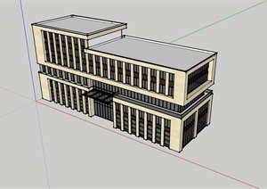 多层现代办公楼建筑设计SU(草图大师)模型