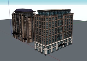 两栋办公楼建筑设计SU(草图大师)模型