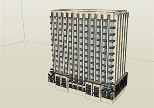 高层现代详细办公楼建筑设计SU(草图大师)模型