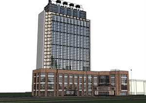 高层办公楼建筑设计SU(草图大师)模型