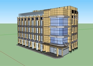 现代风格四层办公楼建筑设计SU(草图大师)模型
