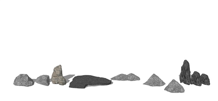 新中式景观小品 石头 假山su模型1(3)