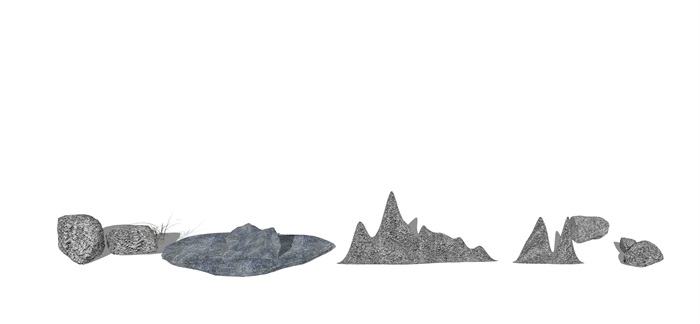 新中式景观小品 石头 假山su模型1(4)
