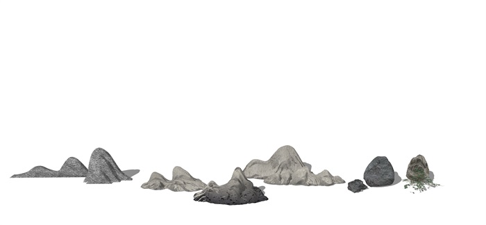 新中式景观小品 石头 假山su模型1(6)