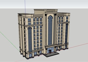 新古典高层办公建筑楼设计SU(草图大师)模型