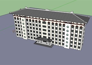 中式多层办公建筑楼设计SU(草图大师)模型