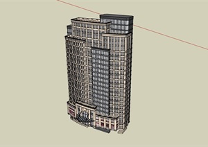 高层现代办公楼独特设计SU(草图大师)模型