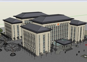 欧式政府详细办公楼独特设计SU(草图大师)模型