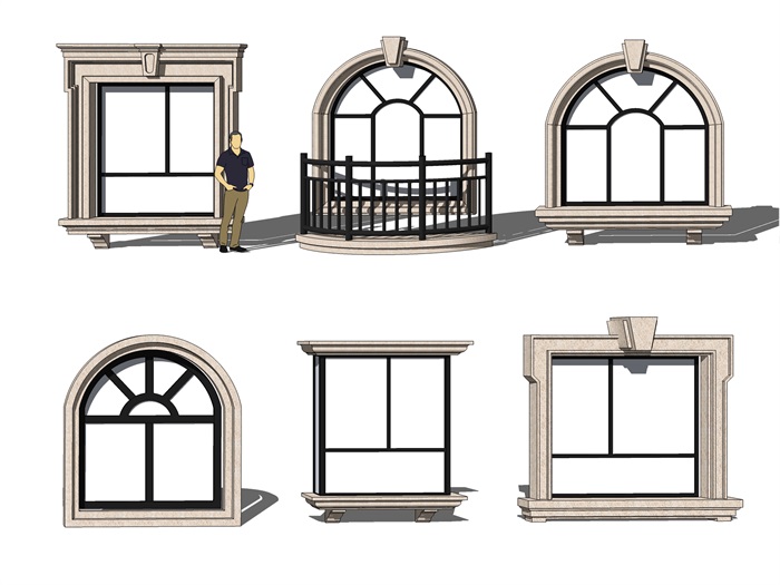 欧式窗套窗台窗户组合SU模型(1)