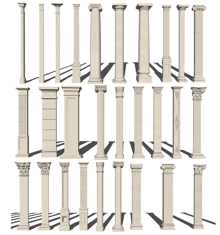欧式罗马柱各种风格SU模型(1)