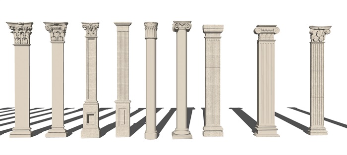 欧式罗马柱各种风格SU模型(4)