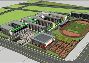 现代独特教育教学楼设计SU(草图大师)模型