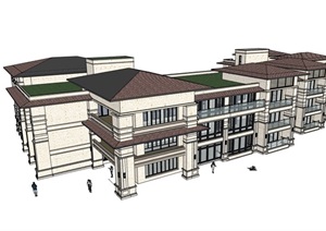 欧式独特学校教育建筑楼SU(草图大师)模型