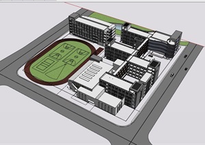 现代多层学校教育建筑楼SU(草图大师)模型