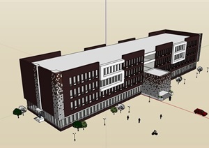 多层现代校区教育建筑楼设计SU(草图大师)模型