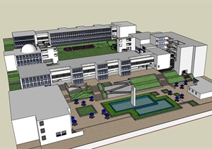 现代校区教育建筑楼设计SU(草图大师)模型