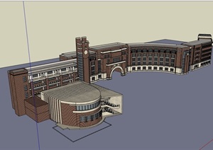 现代详细的校区教育建筑楼设计SU(草图大师)模型