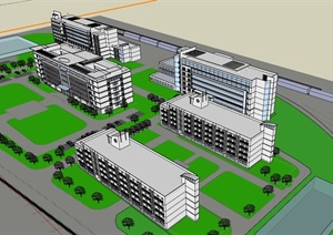 独特的办公建筑楼SU(草图大师)模型