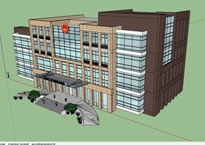 现代精致的完整办公建筑楼SU(草图大师)模型