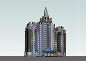 欧式风格高层办公建筑楼SU(草图大师)模型