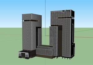 现代多层办公建筑楼SU(草图大师)模型