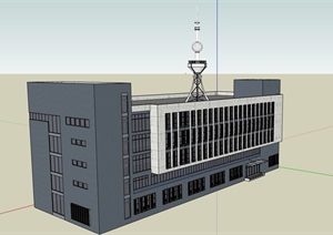 现代四层详细的办公建筑SU(草图大师)模型