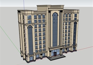 欧式风格详细的完整的办公楼设计SU(草图大师)模型