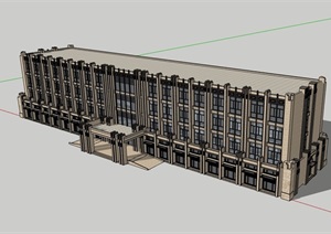 现代多层完整的办公楼设计SU(草图大师)模型