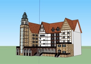 整体欧式办公完整建筑楼设计SU(草图大师)模型