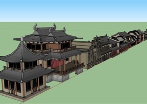 古典中式商业独特建筑SU(草图大师)模型