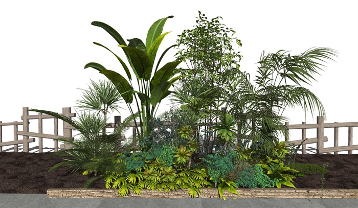 现代室外灌木 植物组合su模型(1)