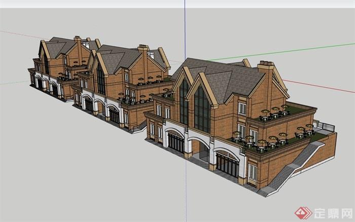 欧式风格多层详细的商业建筑su模型