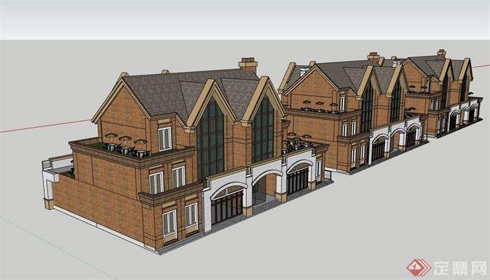 欧式风格多层详细的商业建筑su模型