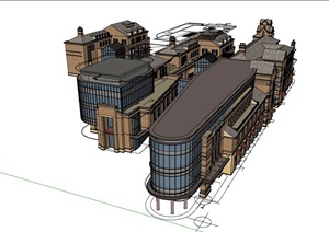 欧式商业街建筑楼SU(草图大师)模型