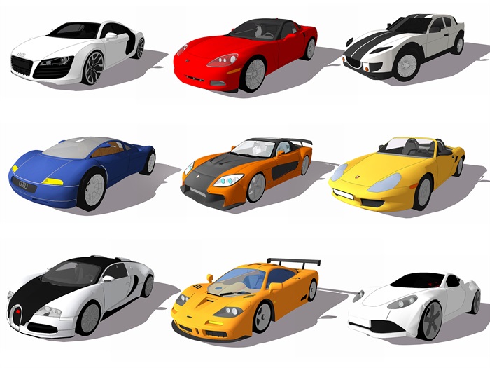 现代跑车小汽车儿童玩具车SU模型(1)